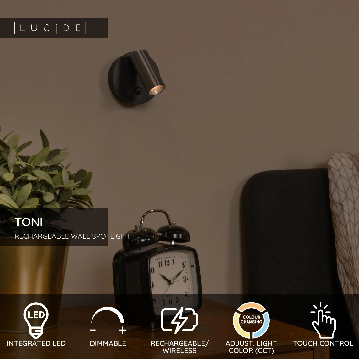 TONI – Nabíjateľný nástenný reflektor / nástenné svietidlo – Akumulátor – Ø 8,1 cm – Stmievateľné LED – CCT – 1x2 W 2700 K/4000 K – Snímač pohybu (možnosť vypnutia) – Magnetické upevnenie – Obrázok 17