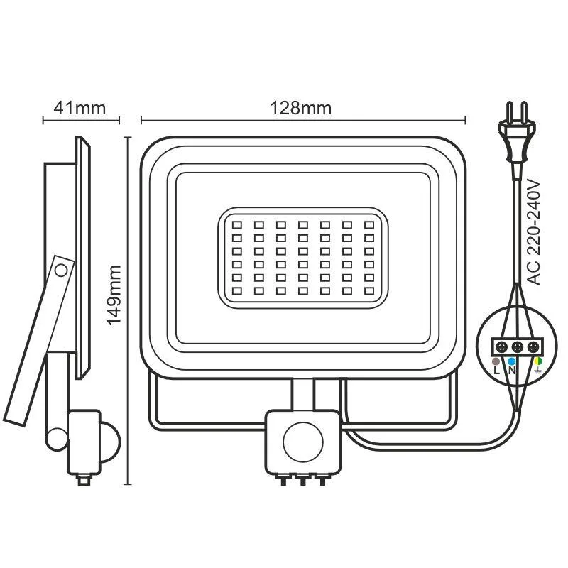 LED reflektor s PIR senzorom 20W / 4000K - LF0022S – Obrázok 3