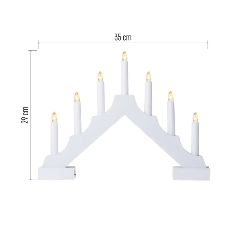 LED svietnik drevený biely, 29 cm, 2x AA, vnútorný, teplá biela, časovač – Obrázok 4