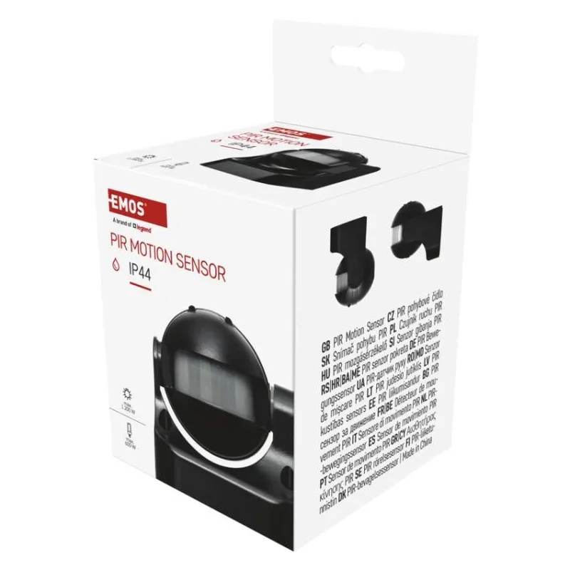 PIR senzor (pohybové čidlo) IP44 1200W, čierny – Obrázok 8