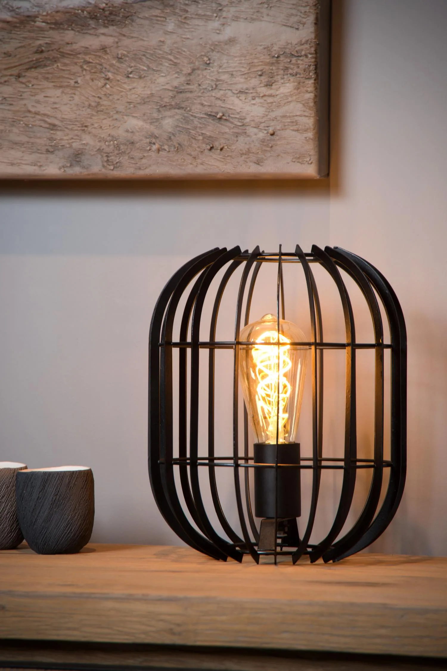 REDA - Stolná lampa - Ø 22 cm - 1xE27 - čierna – Obrázok 5
