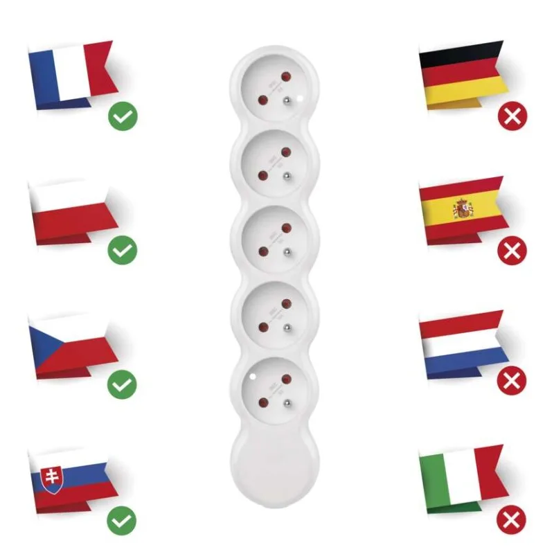 Samostatná 5 zásuvka, biela – Obrázok 3