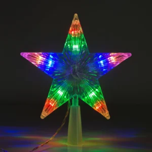 Vianočná LED hviezda na špic stromu - 10 LED - 15 cm - RGB - 2 x AA