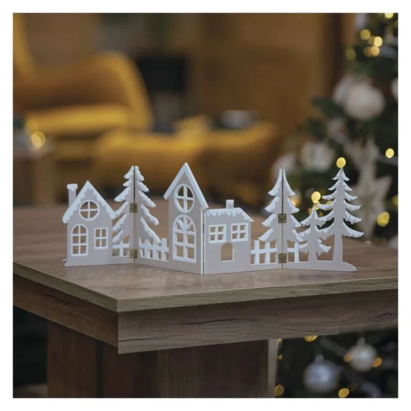 LED dekorácia drevená – vesnička, 60 cm, 2x AA, teplá biela, časovač – Obrázok 6