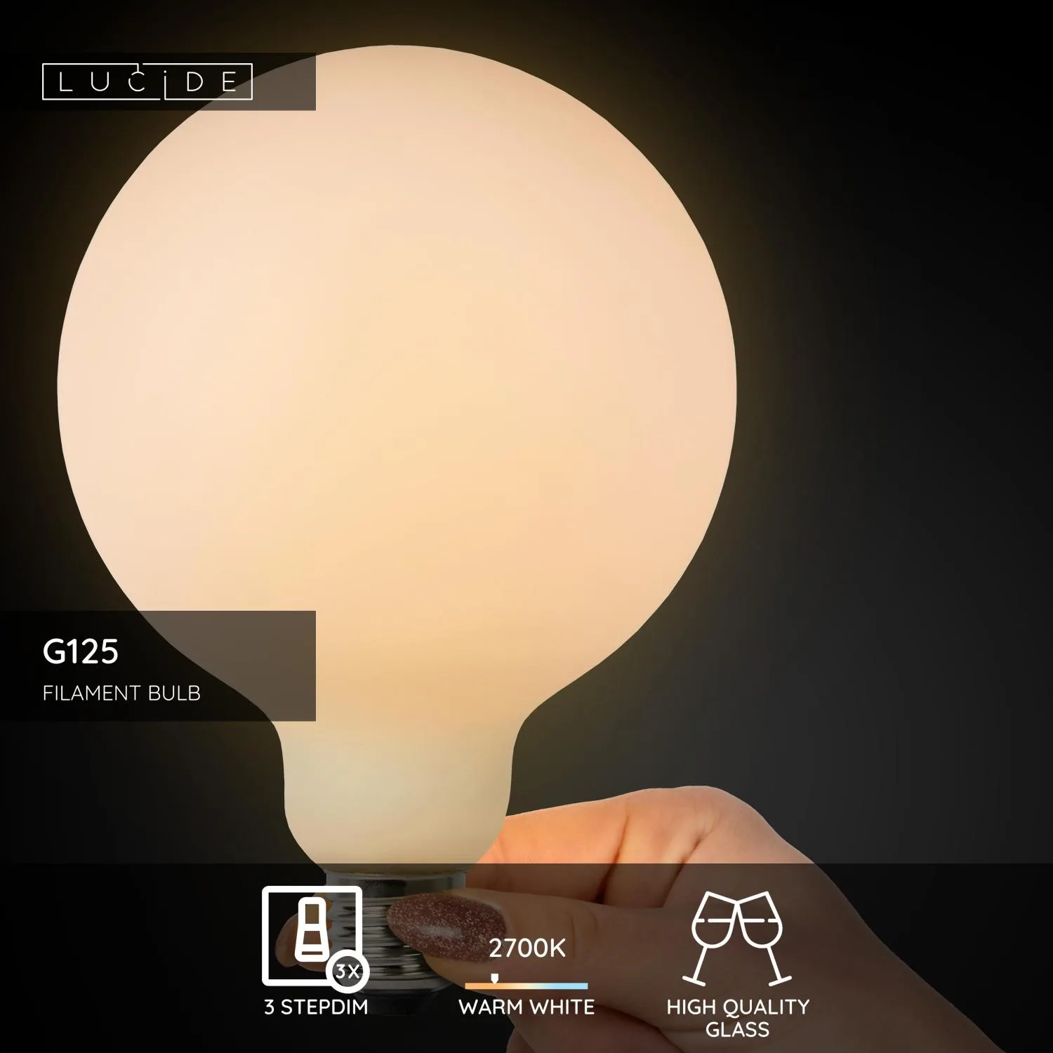 G125 - Žiarovka s vláknom - Ø 12,5 cm - LED 3 StepDim - E27 - 1x8W 2700K - Opál – Obrázok 3