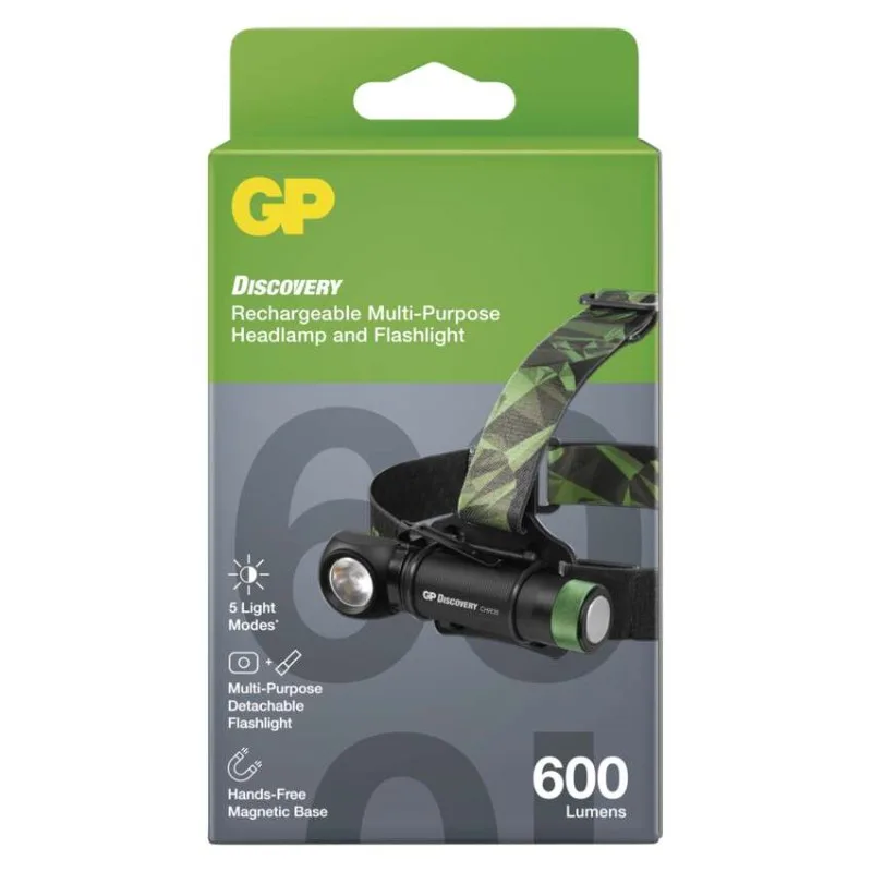 LED nabíjacia čelovka GP Discovery CHR35, 600 lm – Obrázok 2