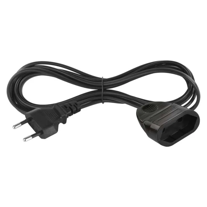 Dvojžilový pohyblivý prívod 3 m / 1 zásuvka / čierny / PVC / 0,75 mm2