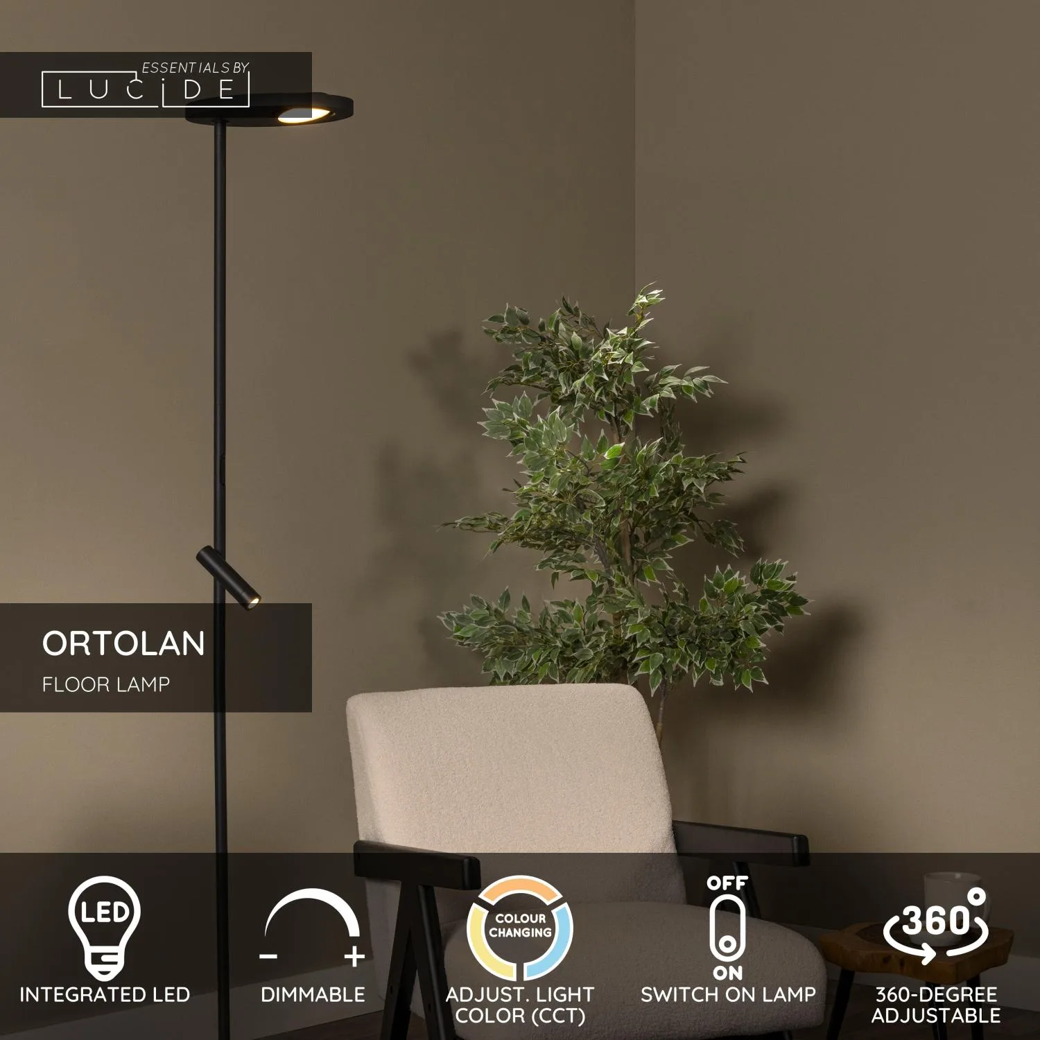 ORTOLAN – Stojaca lampa – LED s reguláciou jasu – CCT – 2700 K/4000 K – Obrázok 3