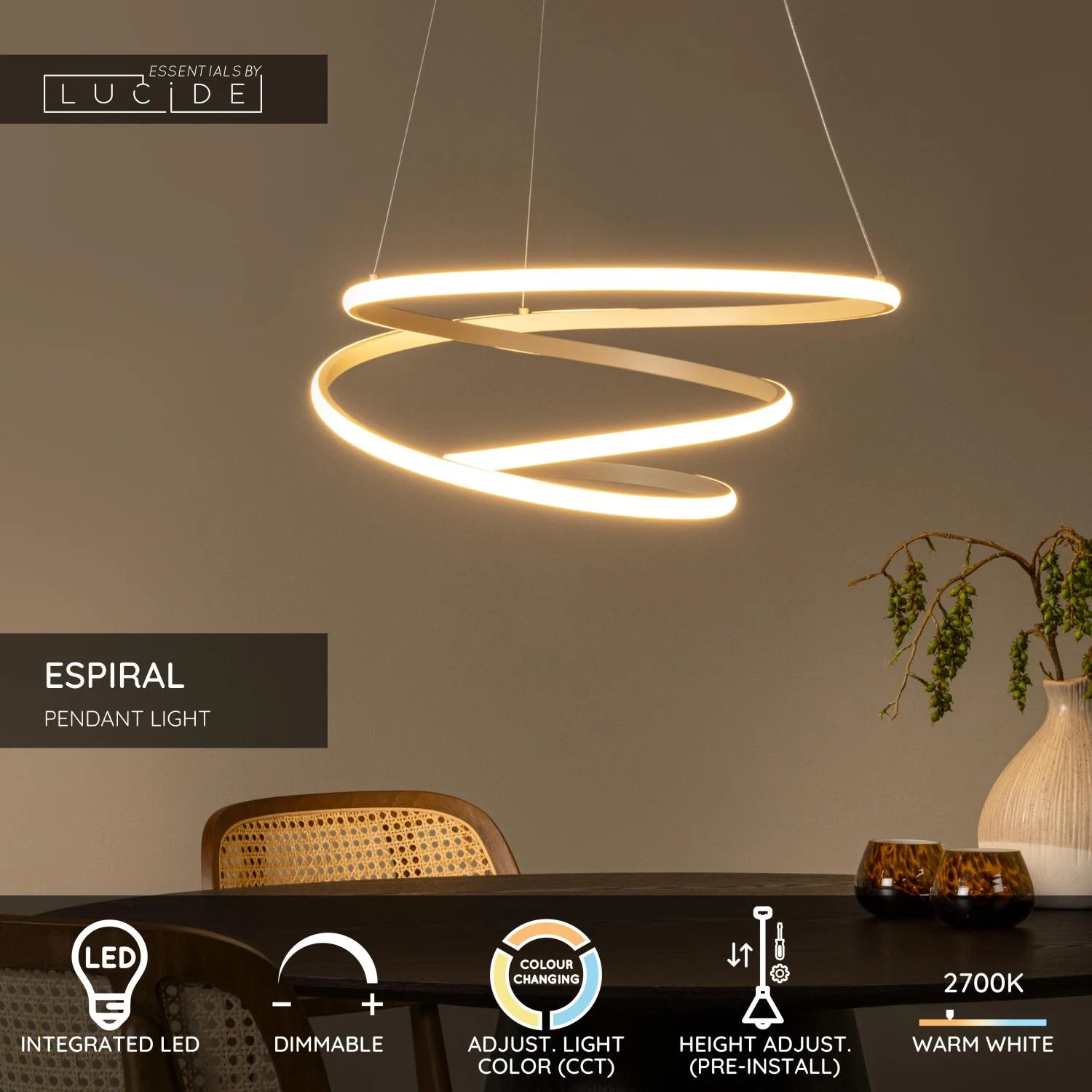 ESPIRAL - závesné svetlo - LED tlmené. - CCT - 1x40W 2700K/4000K – Obrázok 11