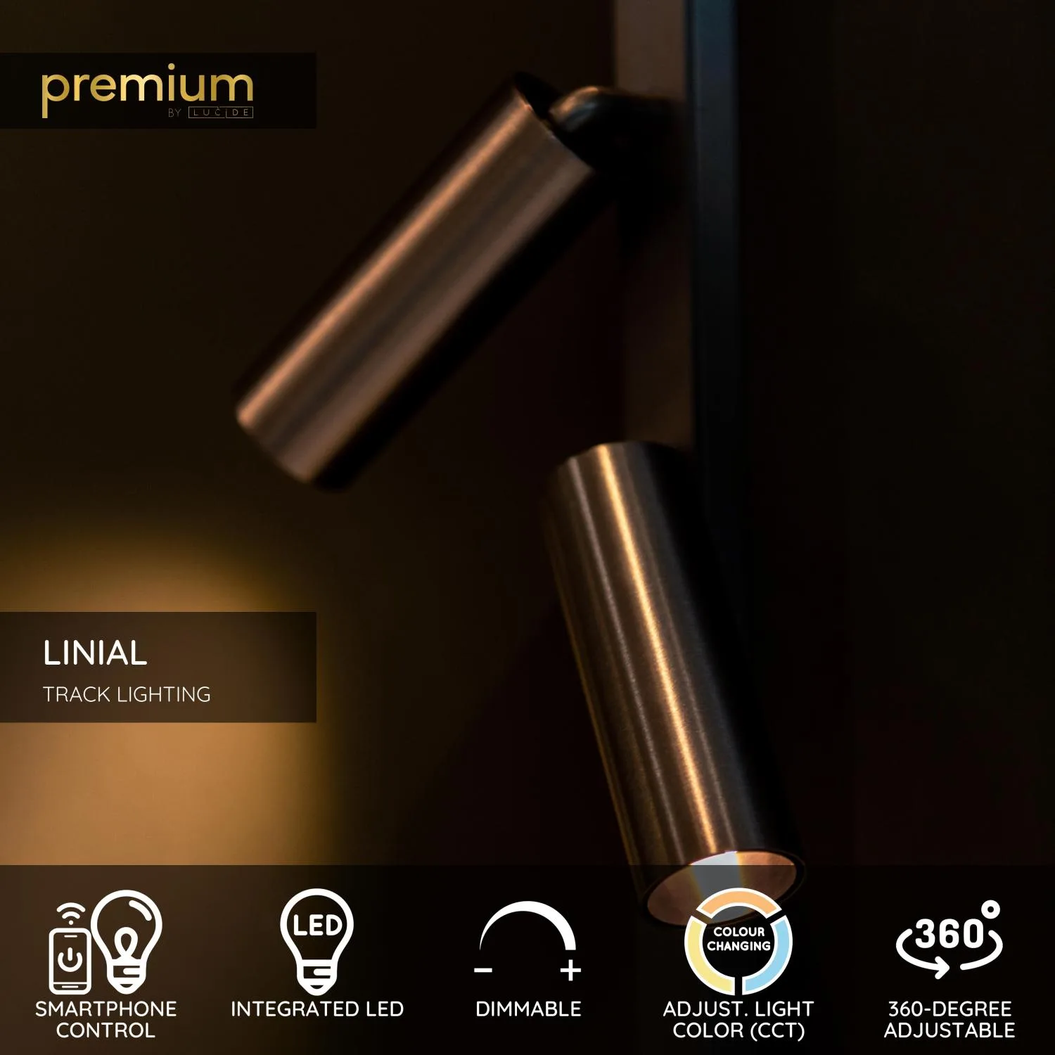 Premium LINIAL BIX - jednookruhový osvetľovací systém / inteligentné železničné osvetlenie - Smart - 48V koľaj - 1xLED - Champagne – Obrázok 27