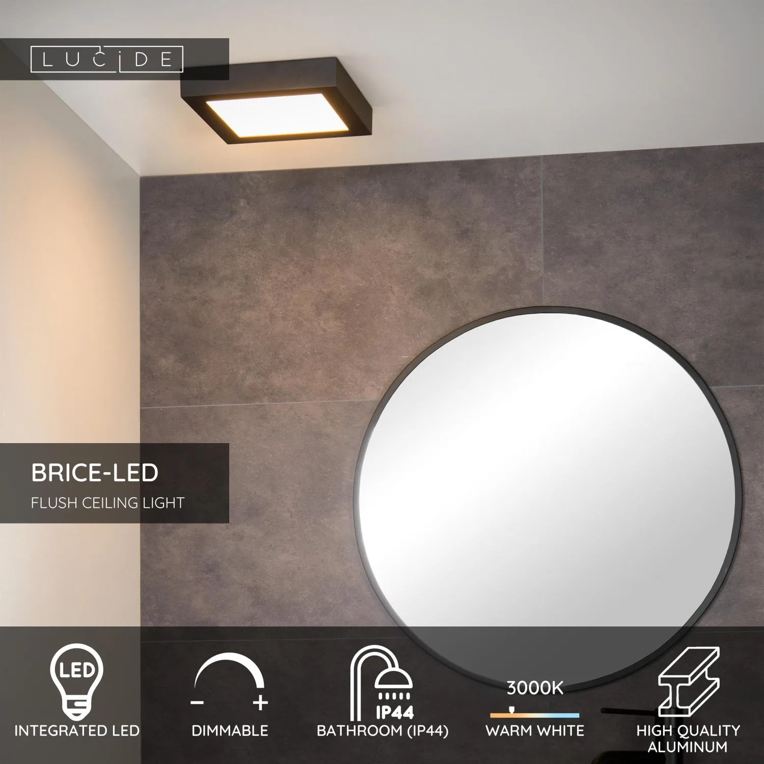 BRICE-LED – Stropné svietidlo na zapustenie do stropu do kúpeľne – LED s možnosťou stmievania – Obrázok 3