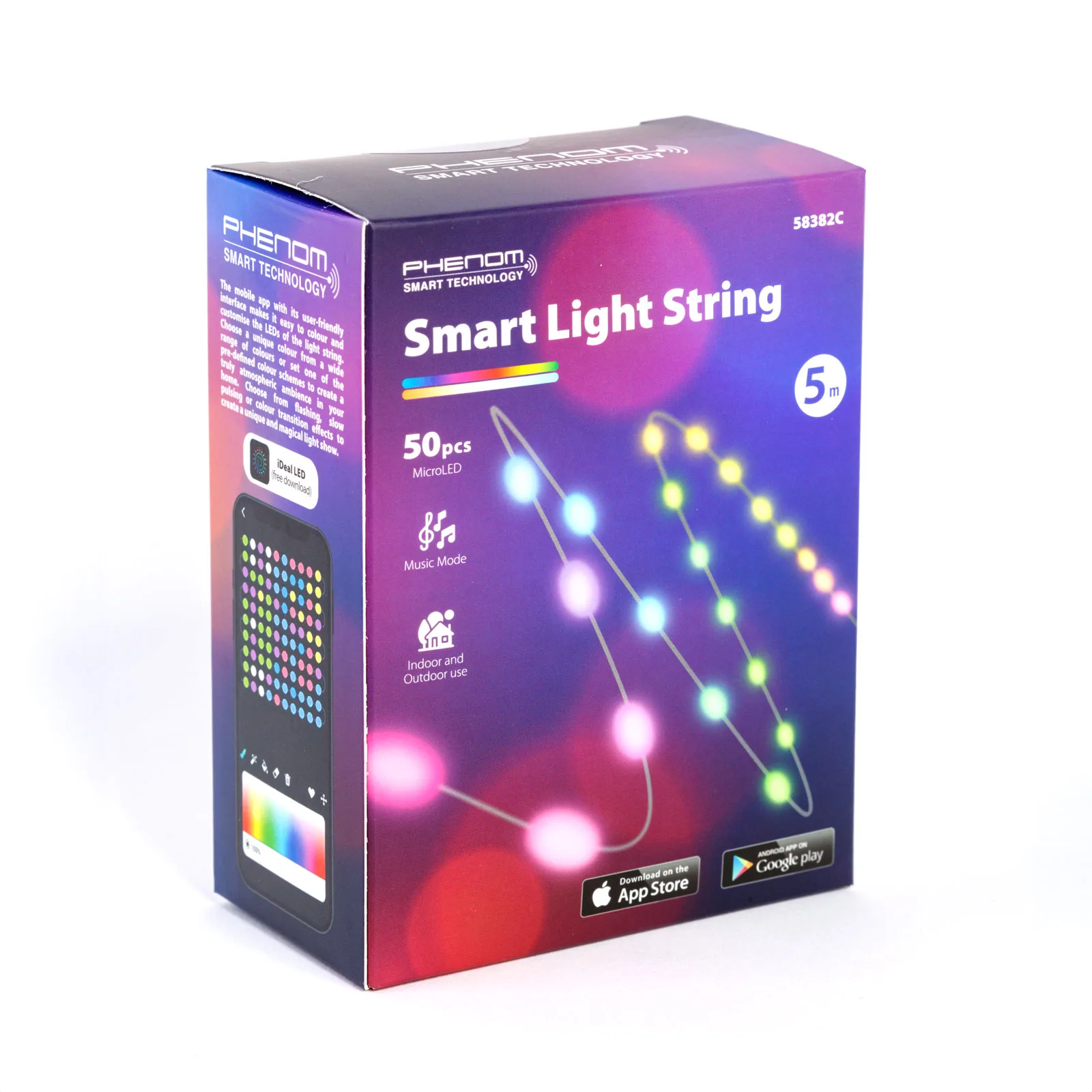 Smart sveteľná reťaz - USB - 50 ks RGBIC LED - 5 m - Bluetooth + režim hudby - IP65 – Obrázok 4