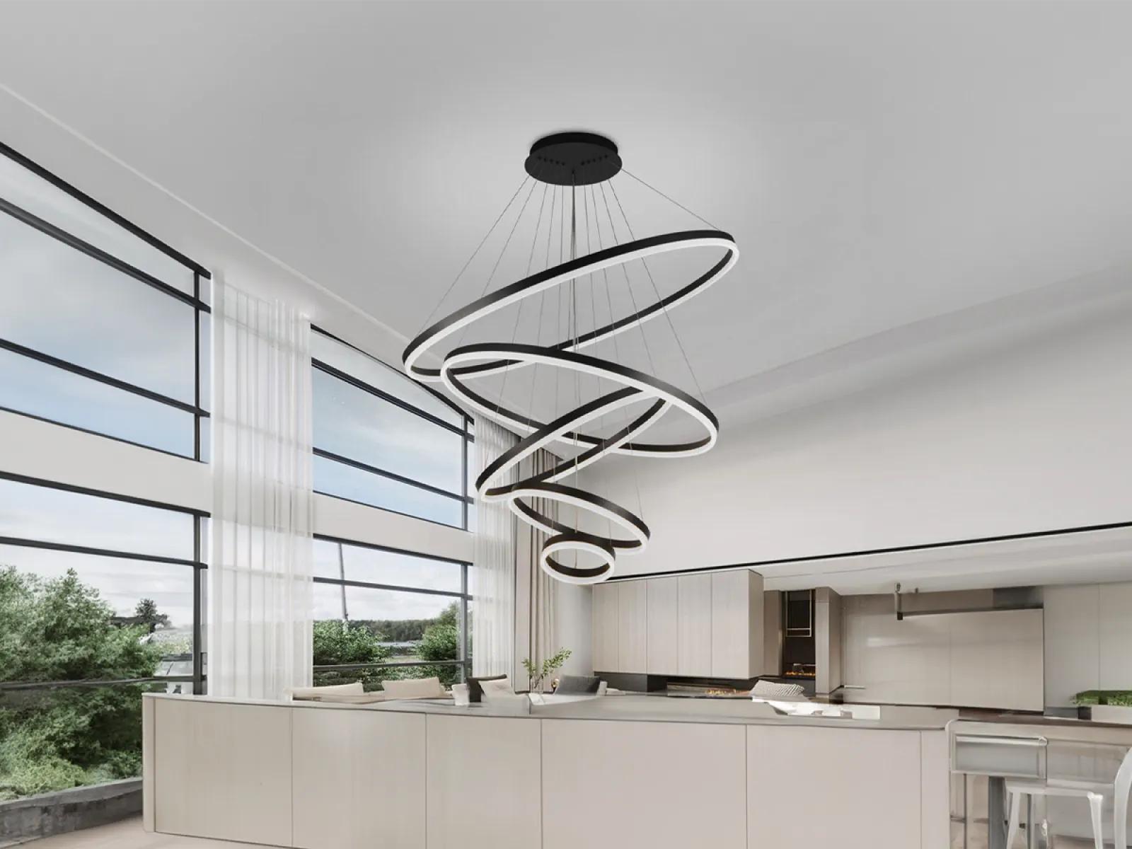 LED závesné svietidlo na lanku + diaľkový ovládač 210W - J4330/B – Obrázok 6