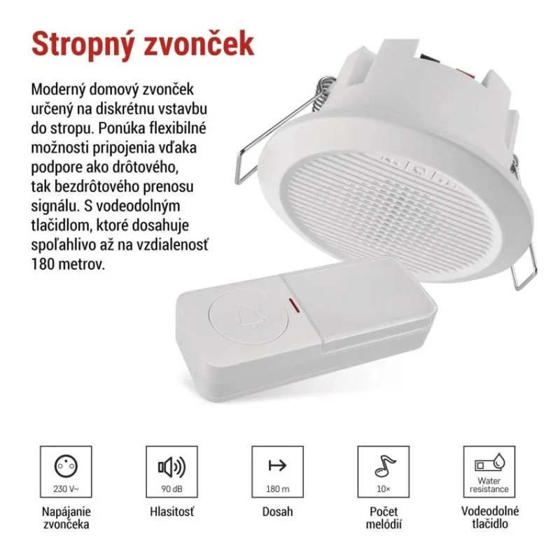 Domový drôtový/bezdrôtový zvonček P57103, vstavaný – Obrázok 5