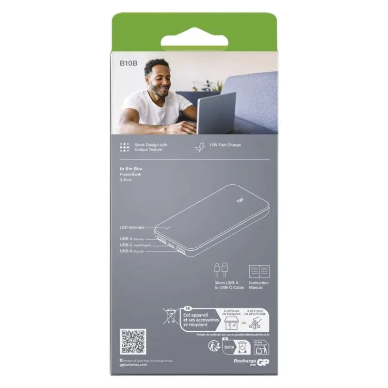 Power bank GP B+ Series, 10 000 mAh, 15 W, béžová – Obrázok 8