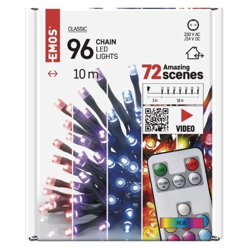 LED vianočná reťaz, 10 m, vonkajšia aj vnútorná, RGB, ovládač, programy, časovač – Obrázok 9