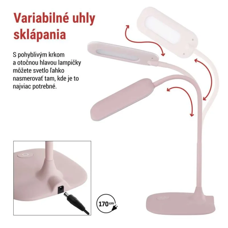 LED stolná lampa STELLA, ružová – Obrázok 6
