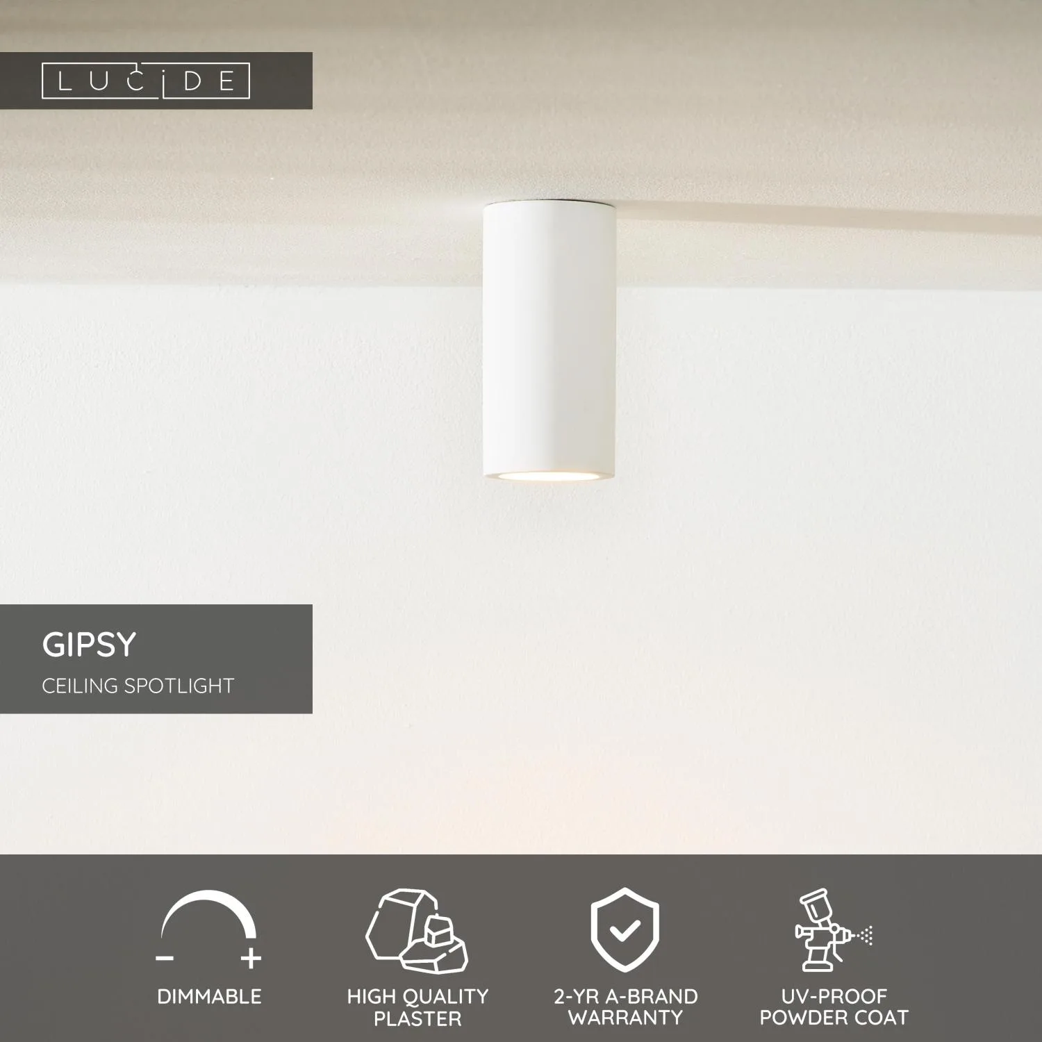 GIPSY – Stropný bodový svietidlo – Ø 7 cm – 1xGU10 – Biela – Obrázok 8