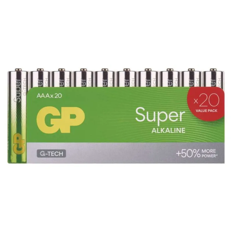 Alkalická batéria GP Super Alkaline LR03 (AAA), 20 ks – Obrázok 2