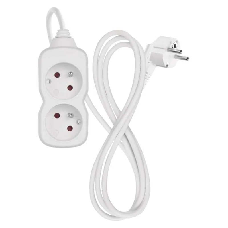 Predlžovací kábel 1,4 m / 2 zásuvka / biely / PVC / 1 mm2 – Obrázok 3
