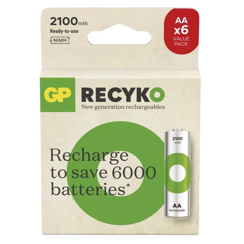 Nabíjacia batéria GP ReCyko 2100 (AA) 6 ks – Obrázok 2