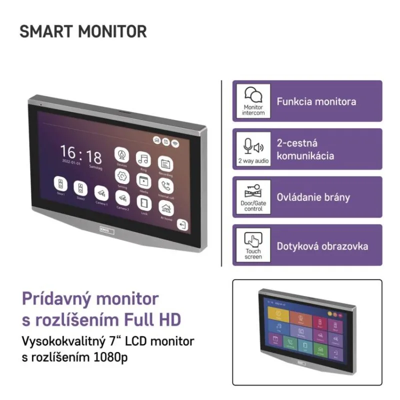 GoSmart Prídavný monitor IP-750B domáceho videovrátnika IP-750A – Obrázok 3