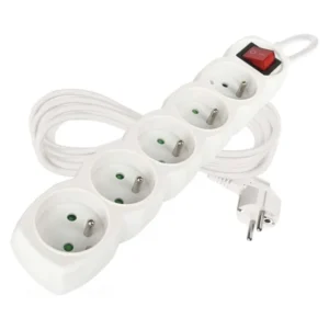 Predlžovací kábel 5 m / 5 zásuviek / s vypínačom / biely / PVC / 1 mm2