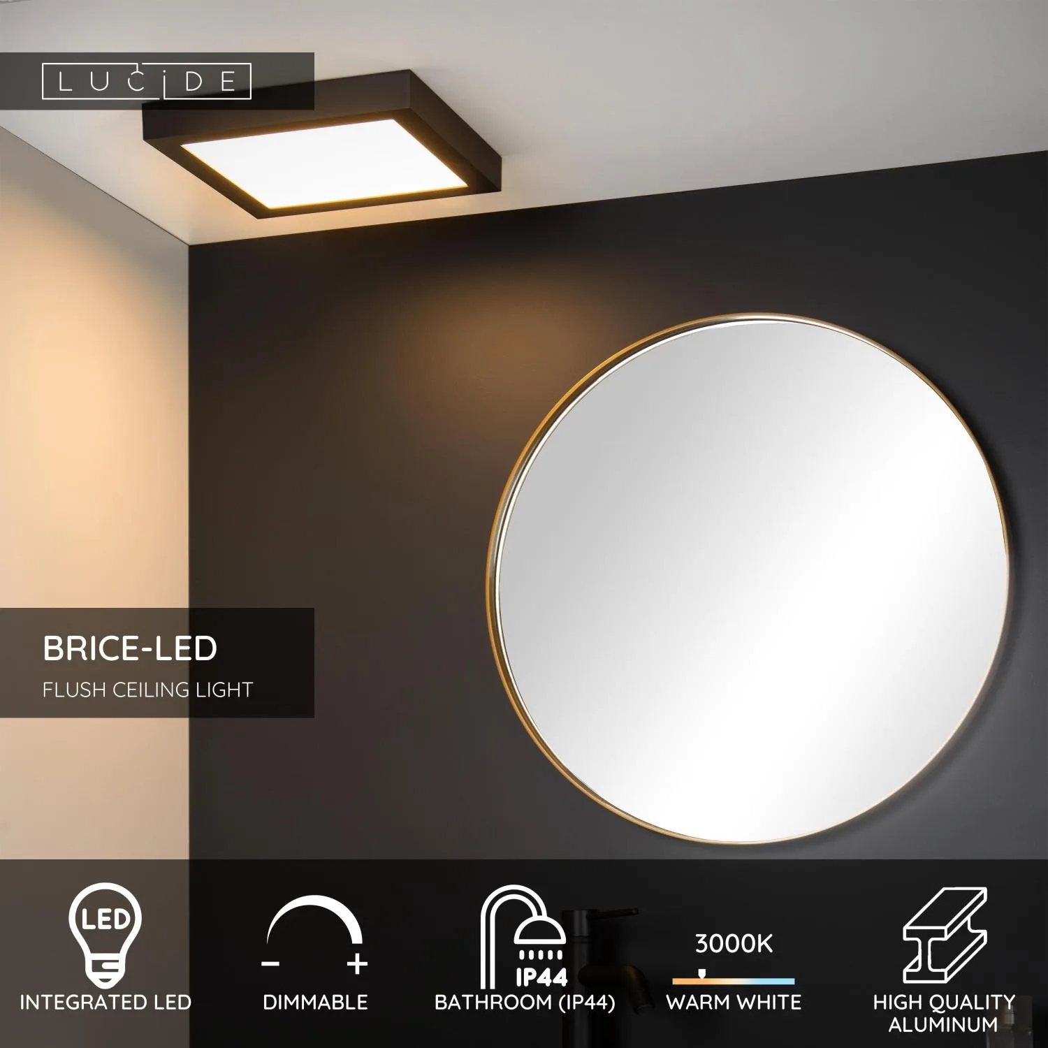 BRICE-LED – Stropné svietidlo na zapustenie do stropu do kúpeľne – LED s možnosťou stmievania – Obrázok 3