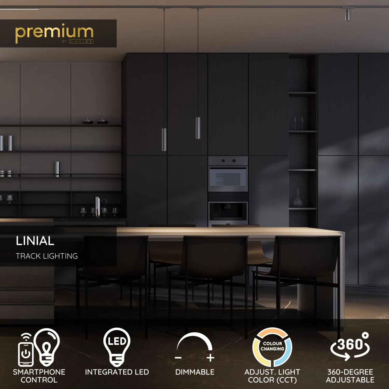 Premium LINIAL BIX - jednookruhový osvetľovací systém / inteligentné železničné osvetlenie - Smart - 48V koľaj - 1xLED - Champagne – Obrázok 12