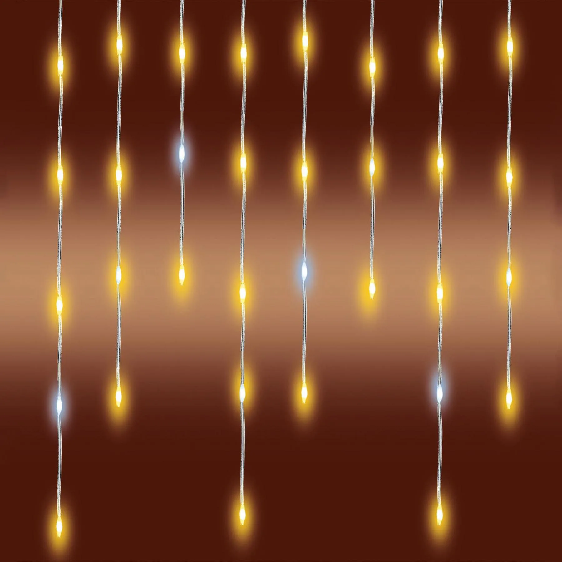 LED žiariaci svetelný reťazec cencúle, na vonkajšie použitie, 300 ks DOT LED (medzi teplými bielymi blikajúce studené biele) – Obrázok 3