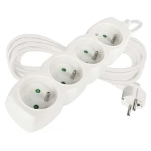 Predlžovací kábel 5 m / 4 zásuvky / biely / PVC / 1 mm2