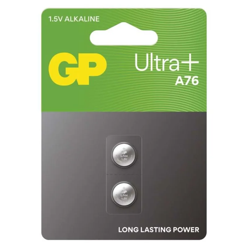 Alkalická gombíková batéria GP Ultra Plus LR44 (A76F), 2 ks
