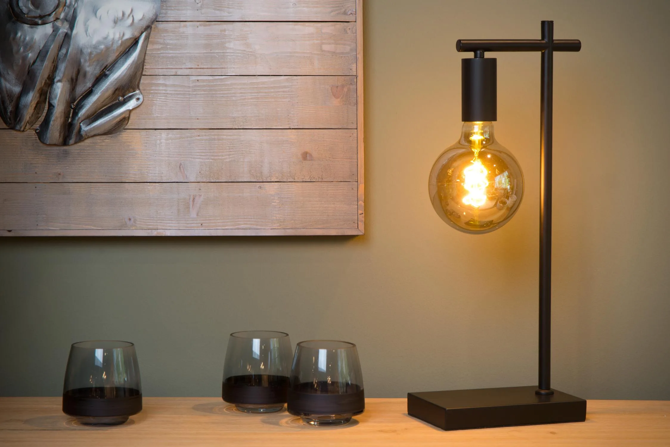 LEANNE - Stolná lampa - 1xE27 - Čierna – Obrázok 4