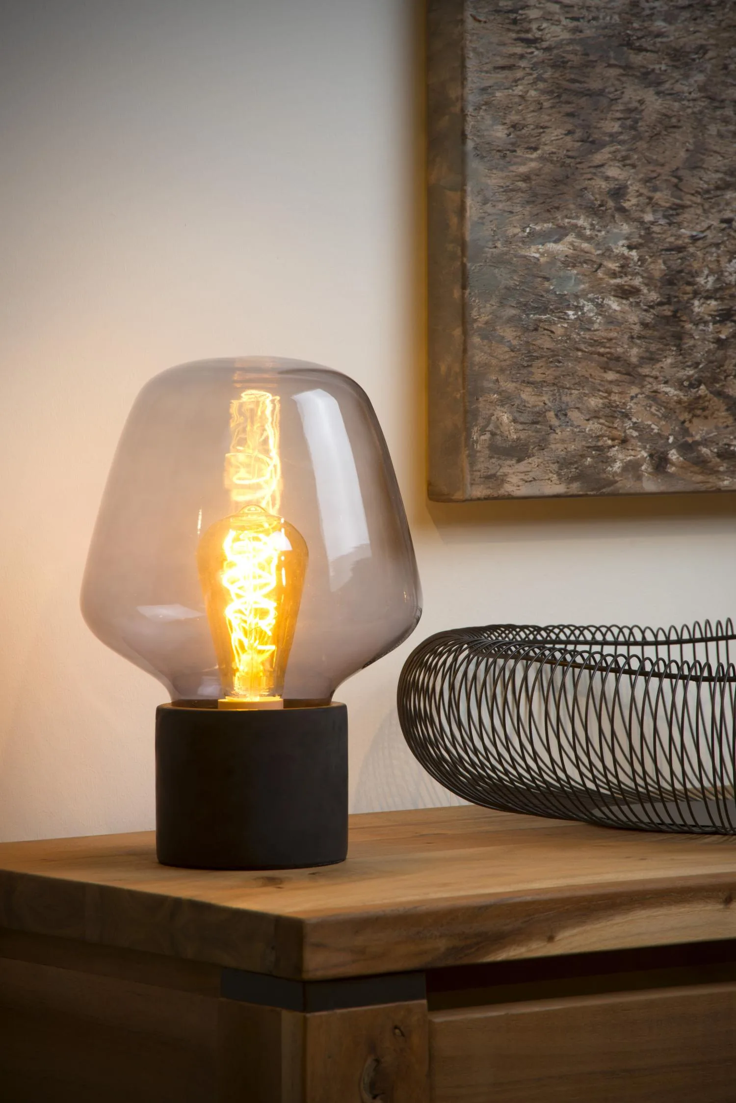 BECKY - Stolná lampa - Ø 20 cm - 1xE27 - Smoke Grey – Obrázok 4