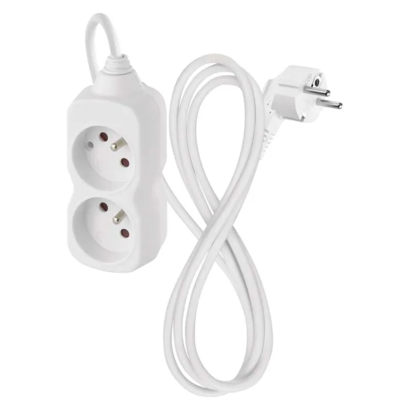 Predlžovací kábel 1,4 m / 2 zásuvka / biely / PVC / 1 mm2 – Obrázok 2