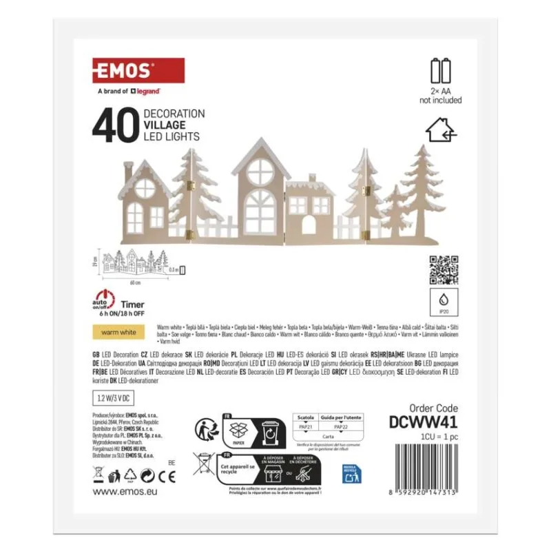 LED dekorácia drevená – vesnička, 60 cm, 2x AA, teplá biela, časovač – Obrázok 9