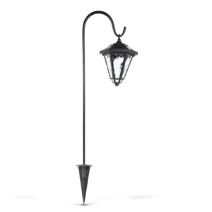 LED solárna lampa - svietnik - 80 cm - čierny - studená biela