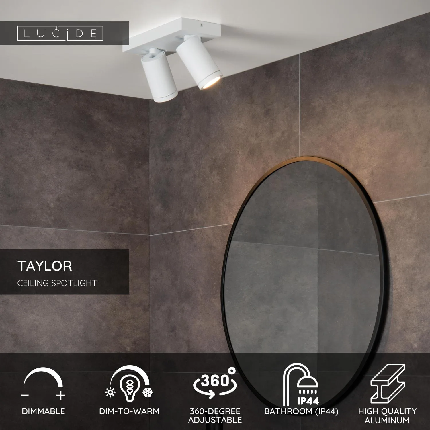 TAYLOR – Stropný bodový svietidlo do kúpeľne – LED s reguláciou teploty svetla – GU10 – Obrázok 24