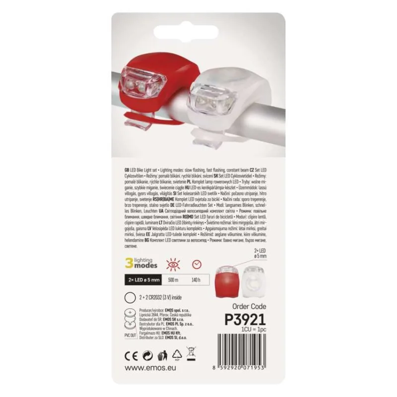 LED predné + zadné sviet. na bicykel P3921 na 2×CR2032, 10 lm – Obrázok 5