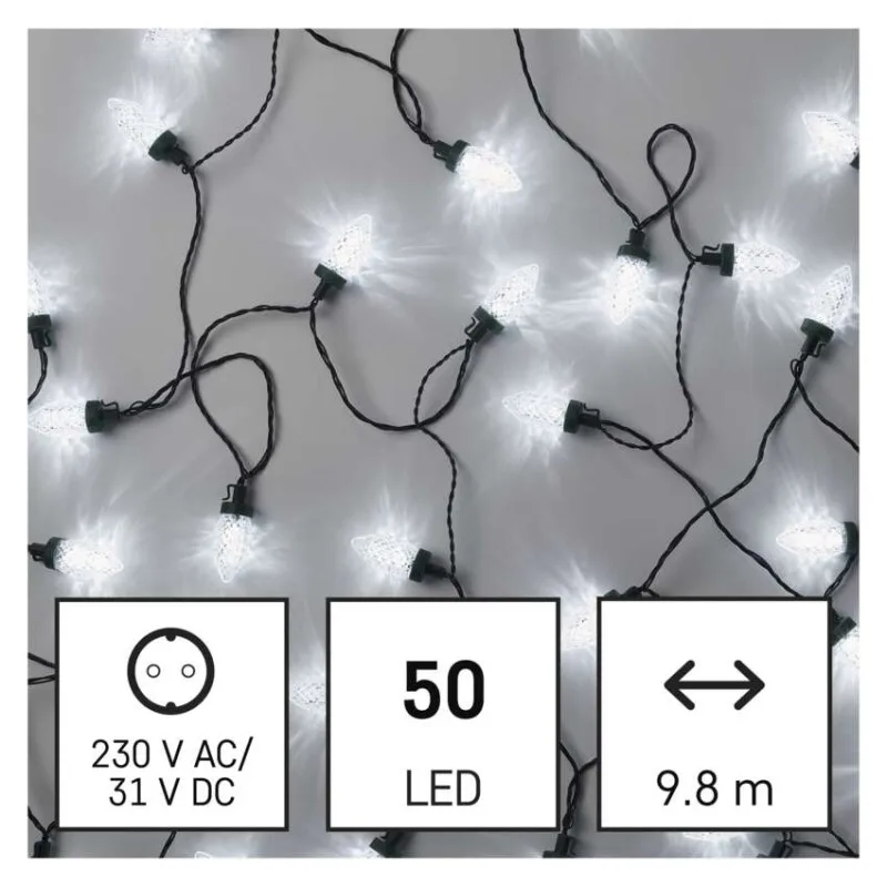 LED vianočná reťaz – šišky, 9,8 m, vonkajšia aj vnútorná, studená biela, programy – Obrázok 3