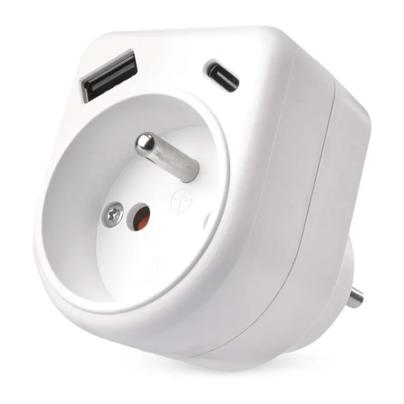 Rozbočovacia zásuvka 1×, 1×USB-A+1×USB-C, biela