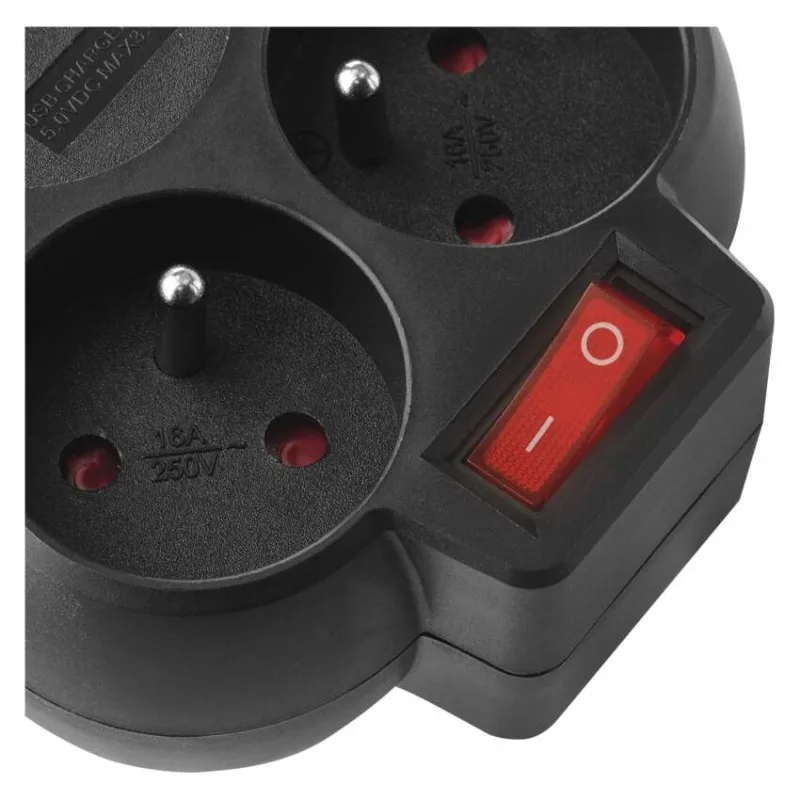Rozbočovacia zásuvka 2×, vyp., 1×USB-A+1×USB-C, čierna – Obrázok 9