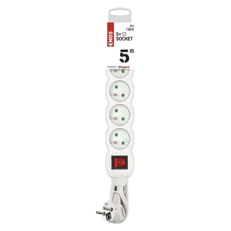 Predlžovací kábel 5 m / 5 zásuviek / s vypínačom / biely / PVC / 1 mm2 – Obrázok 4