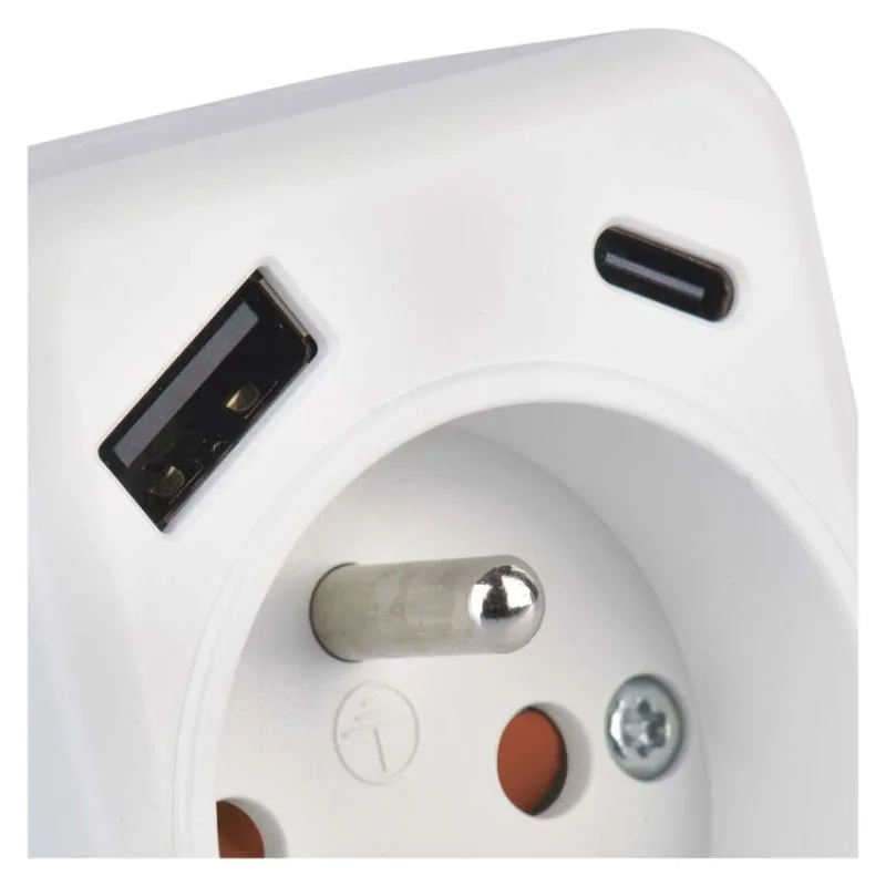 Rozbočovacia zásuvka 1×, 1×USB-A+1×USB-C, biela – Obrázok 9
