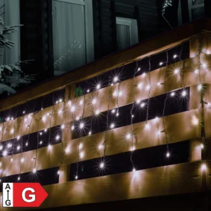 Spojovateľný svetelný záves, 200 LED, biela, na vonkajšie použitie