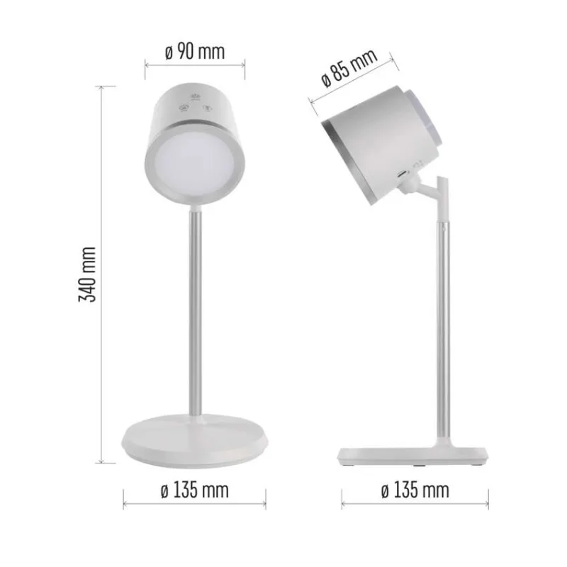 LED stolná lampa ABBIE, dobíjacia, biela – Obrázok 3