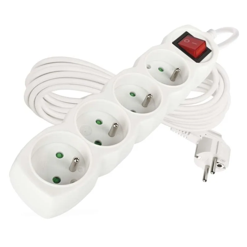 Predlžovací kábel 7 m / 4 zásuvky / s vypínačom / biely / PVC / 1 mm2