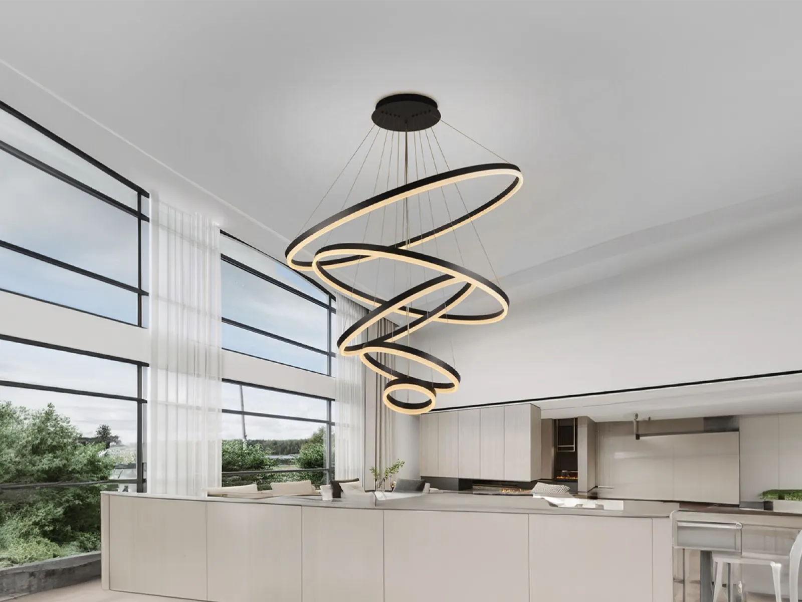LED závesné svietidlo na lanku + diaľkový ovládač 210W - J4330/B – Obrázok 11