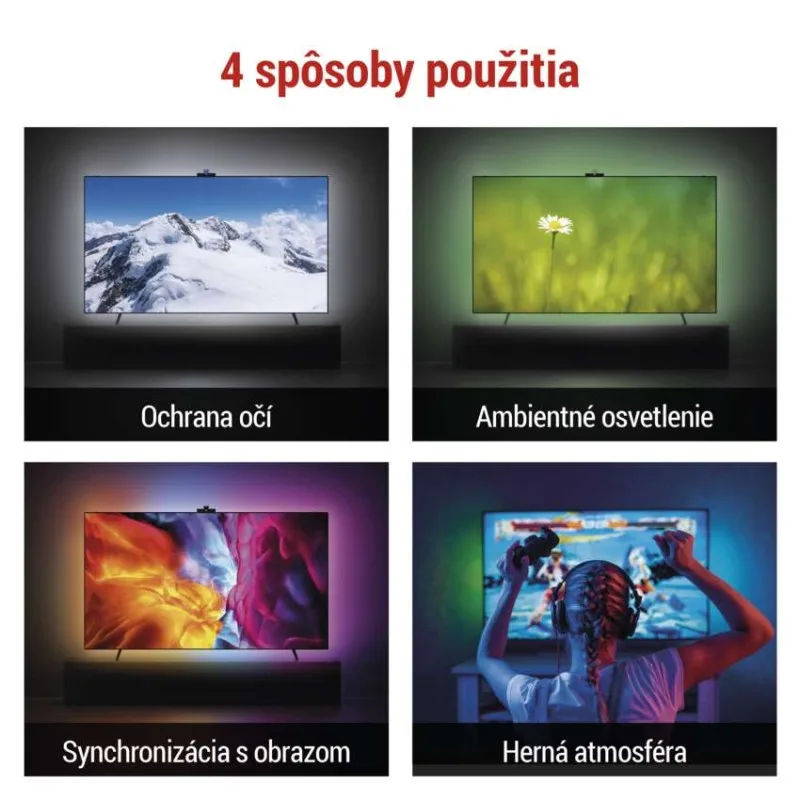 GoSmart Ambientné LED RGB osvetlenie za TV 65“ (164 cm) – Obrázok 3