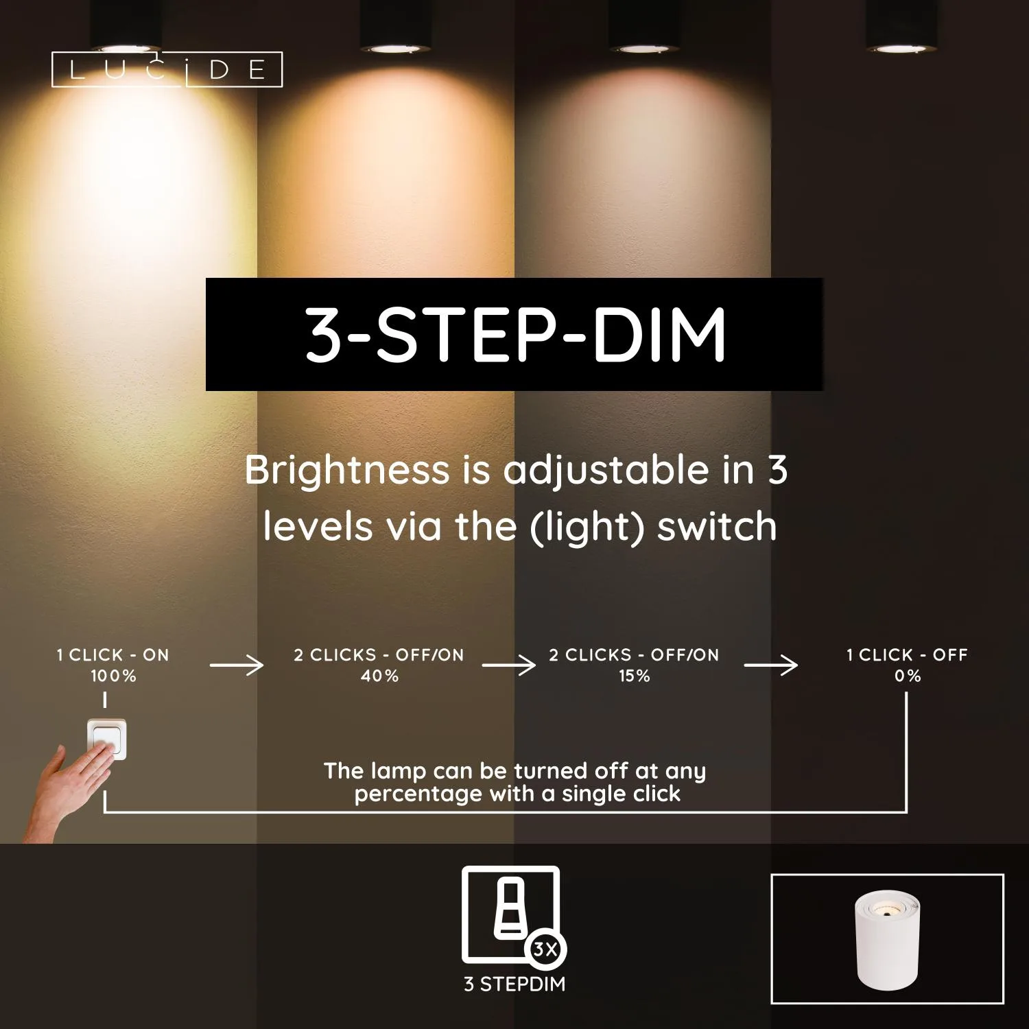 TUBE - Stolná lampa - Ø 9,6 cm - LED 3 StepDim - GU10 - 1x5W 2700K – Obrázok 11